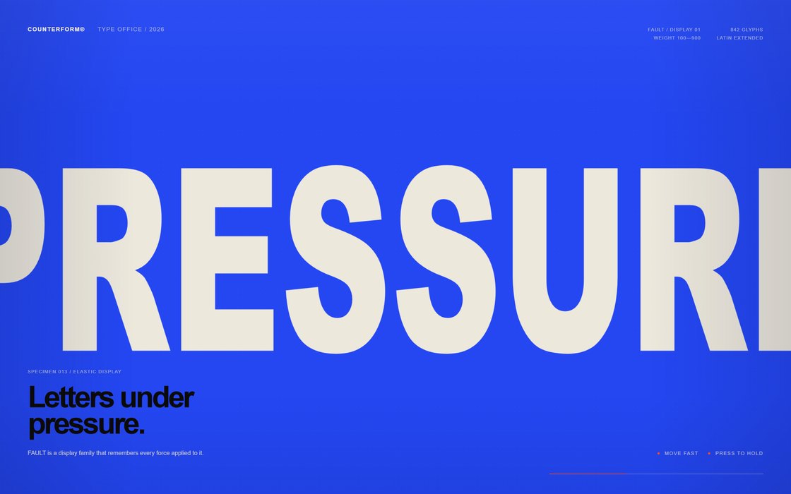 Fault at rest: the word PRESSURE set across an ultramarine field.